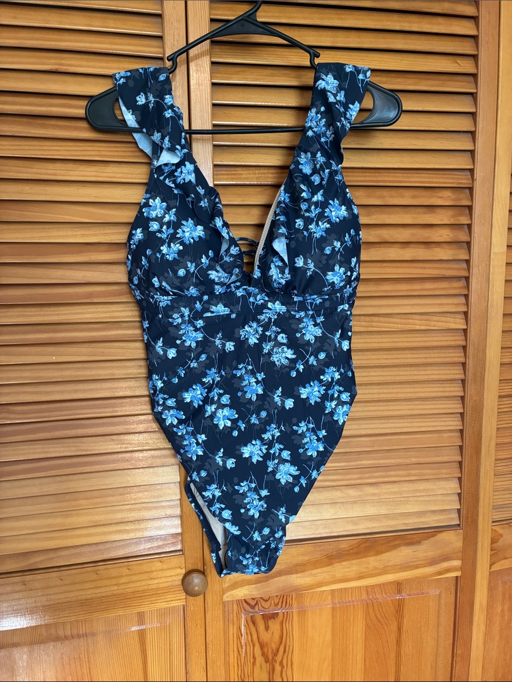 A Pea in the Pod Navy Blue Floral One-Piece Swimsuit